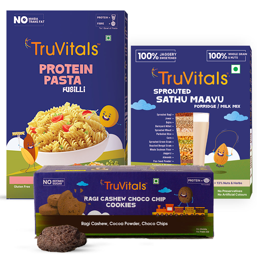 Healthy Tiffin- Pasta, Sathu Maavu & Ragi cookies