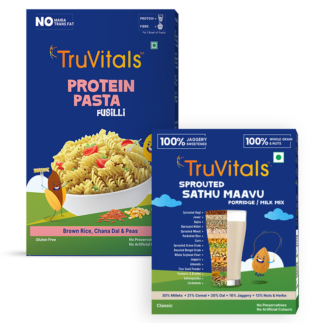Gut Health High Fibre Combo (Sprouted Sathu Maavu & Protein Pasta)