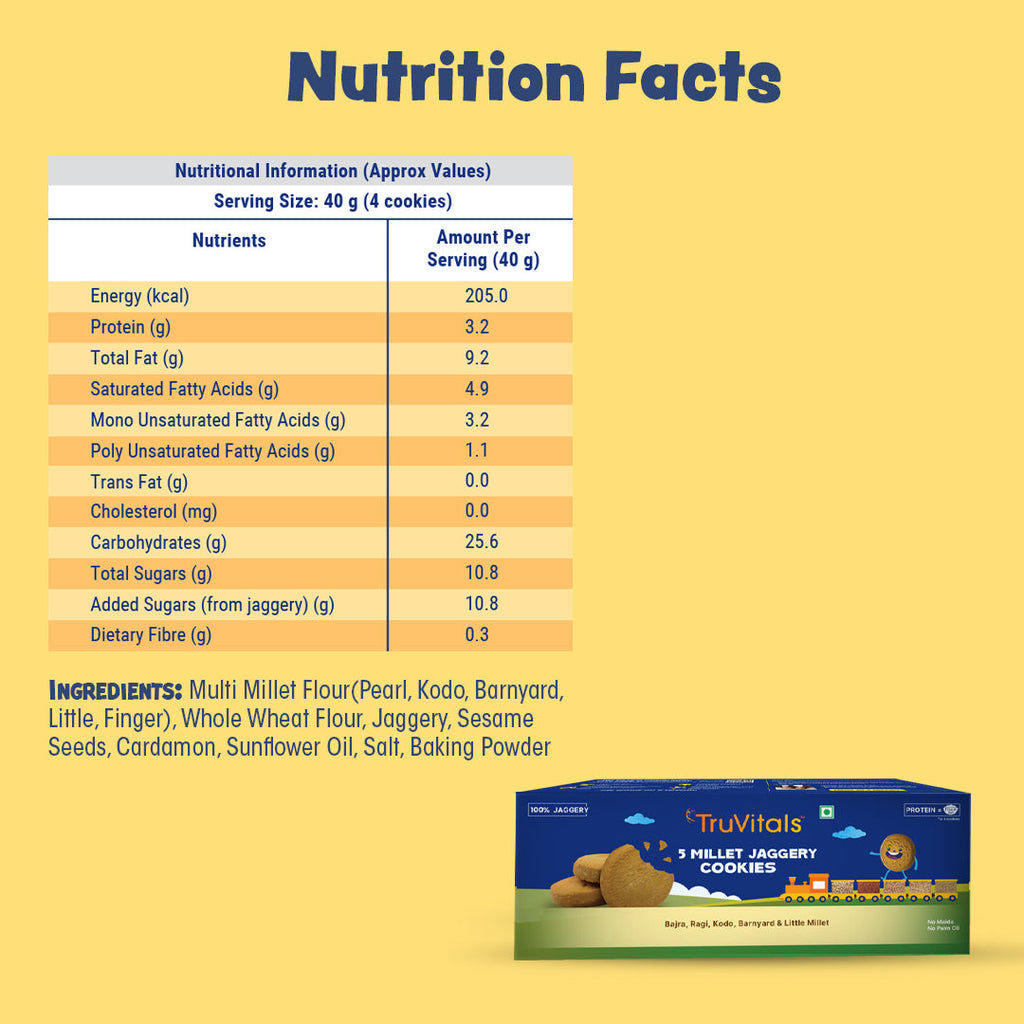 5 Millet Jaggery Cookies- Pack of 1 (160g)